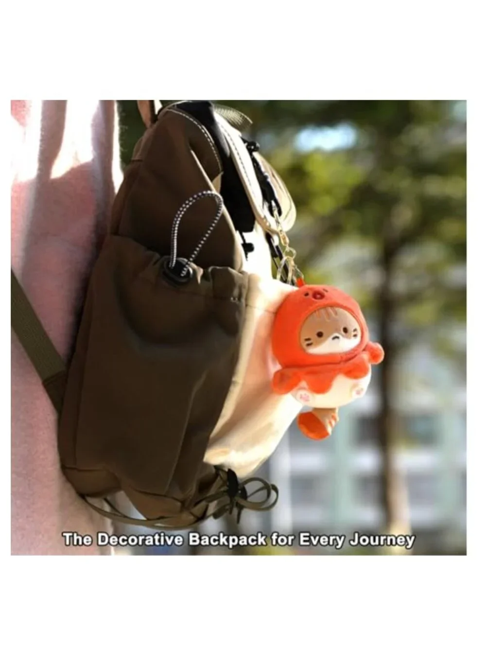 Kawaii Cat Plush Keychain Soft Fuzzy Animal Bag Charm Squeaker Purse Backpack
